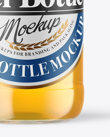 Clear Glass Lager Beer Bottle Mockup