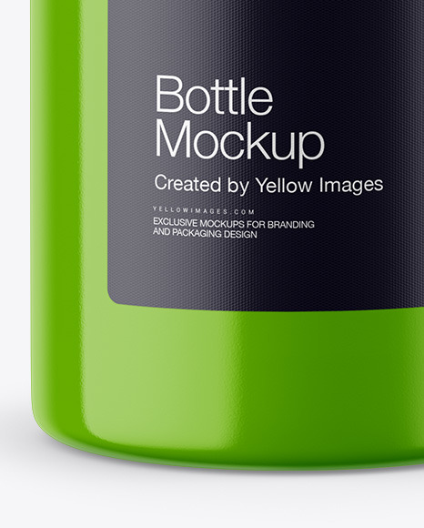 Glossy Bottle w/ Kraft Label Mockup