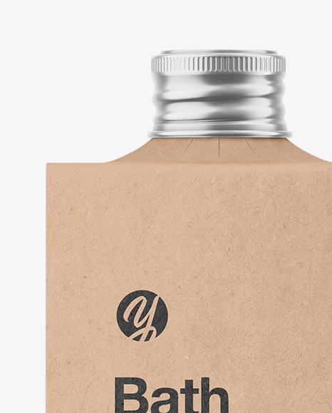 Glossy Bottle w/ Kraft Label Mockup