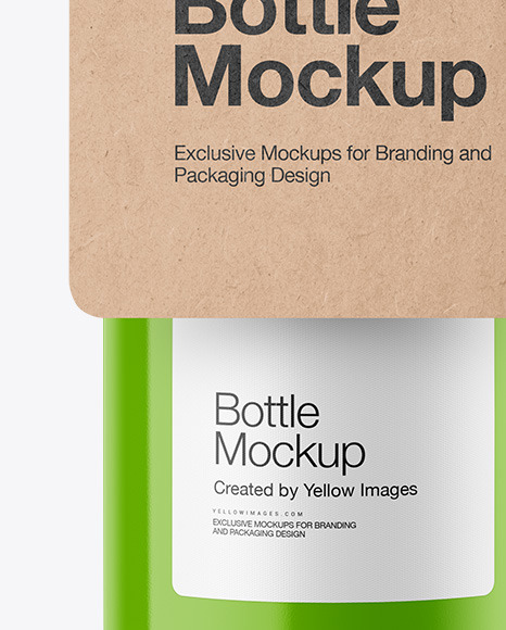 Glossy Bottle w/ Kraft Label Mockup