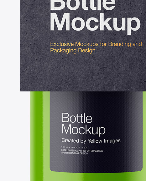 Glossy Bottle w/ Kraft Label Mockup