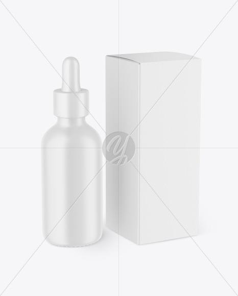Matte Dropper Bottle w/ Paper Box Mockup