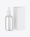 Clear Glass Dropper Bottle w/ Paper Box Mockup Clear Glass Dropper Bottle w/ Paper Box Mockup