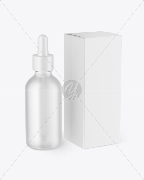 Frosted Glass Dropper Bottle w/ Paper Box Mockup