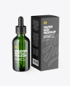 Green Glass Dropper Bottle w/ Paper Box Mockup