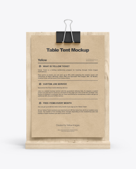 Plywood Table Tent w/Binder Mockup