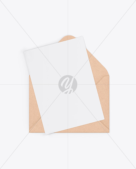 Kraft Envelope W/ Paper Mockup