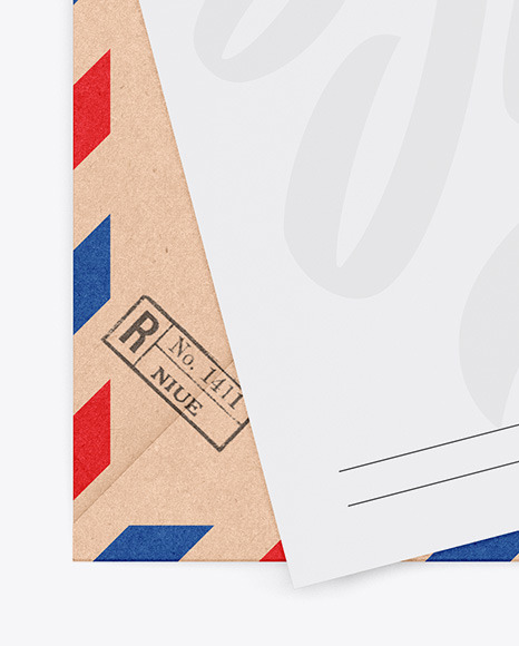 Kraft Envelope W/ Paper Mockup