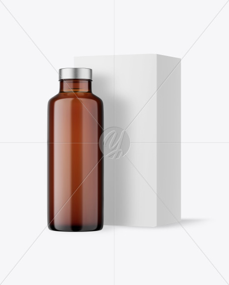 Amber Medical Ampoule with Box Mockup