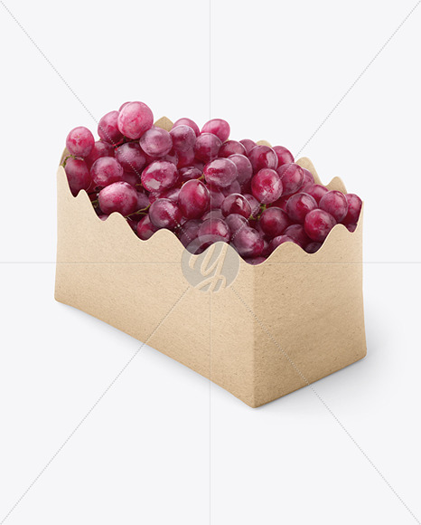 Kraft Paper Basket with Grapes Mockup