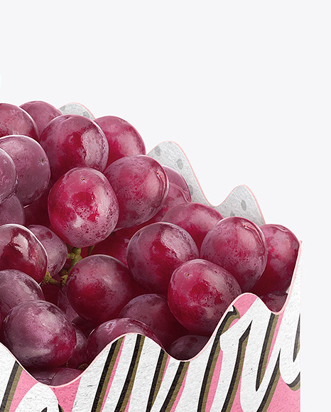 Kraft Paper Basket with Grapes Mockup