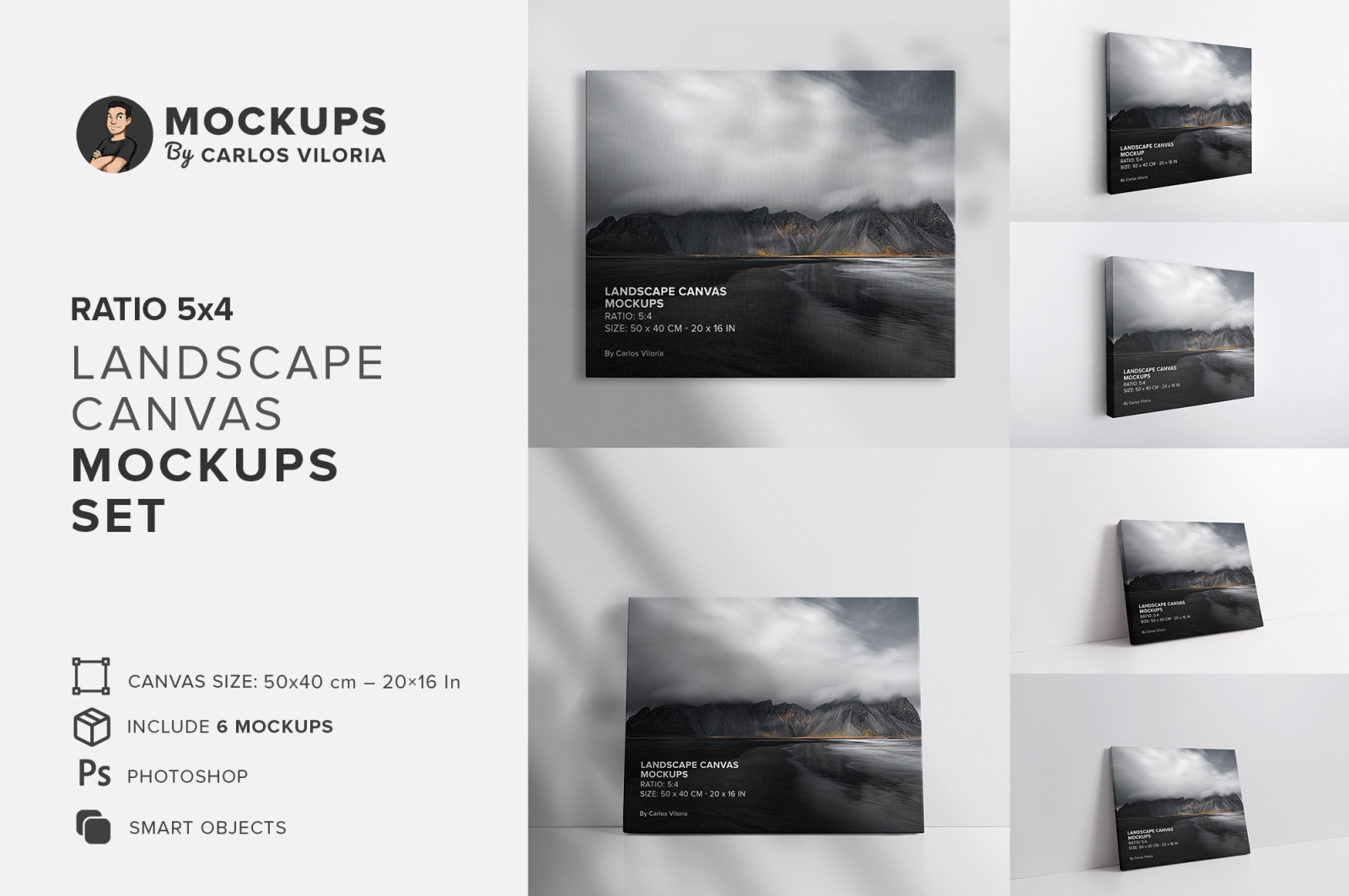 Landscape Canvas Ratio 5x4 Mockups Set Landscape Canvas Ratio 5x4 Mockups Set