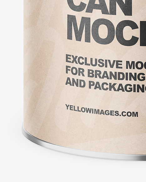 Tin Can with Kraft Label Mockup