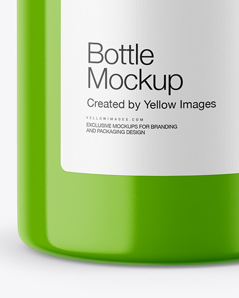 Glossy Bottle w/ Paper Label Mockup