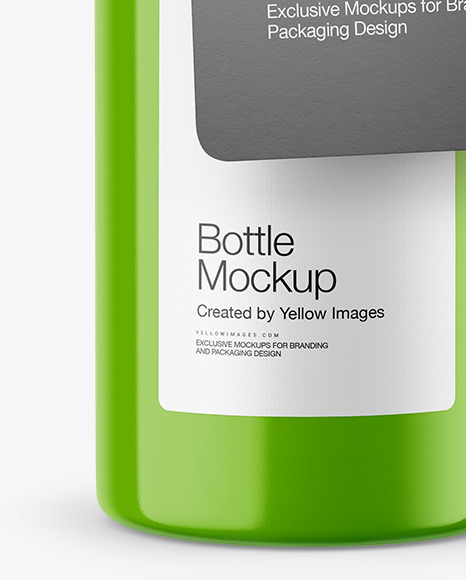 Glossy Bottle w/ Glossy Label Mockup