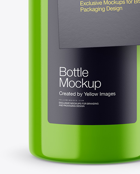 Glossy Bottle w/ Glossy Label Mockup