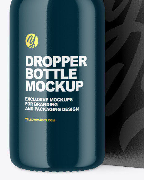 Glossy Dropper Bottle w/ Paper Box Mockup