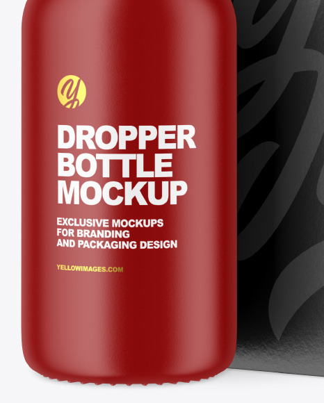 Matte Dropper Bottle w/ Paper Box Mockup Matte Dropper Bottle w/ Paper Box Mockup