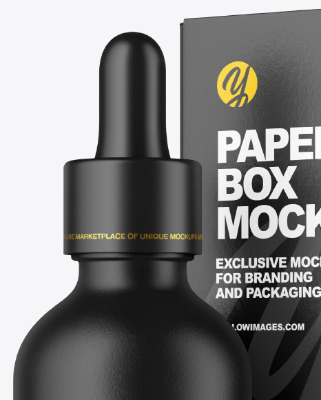 Ceramic Dropper Bottle w/ Paper Box Mockup