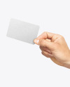 Kraft Business Card in a Hand Mockup