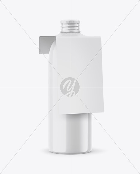 Glossy Bottle with Paper Label Mockup