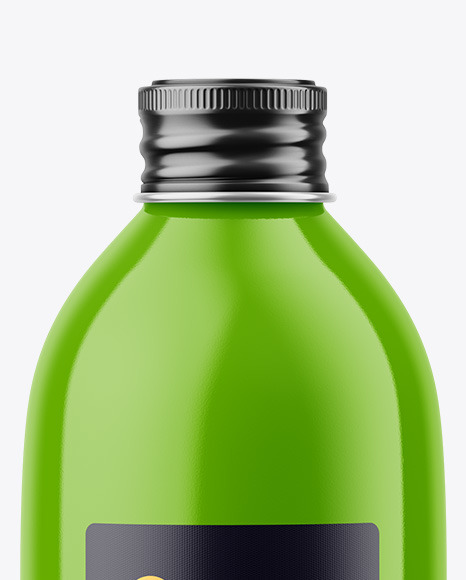 Glossy Bottle with Paper Label Mockup