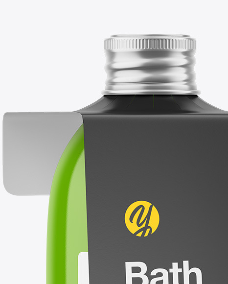 Glossy Bottle with Paper Label Mockup