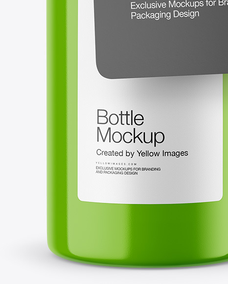 Glossy Bottle with Paper Label Mockup