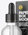 Clear Glass Dropper Bottle w/ Paper Box Mockup