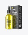 Clear Glass Dropper Oil Bottle w/ Paper Box Mockup Clear Glass Dropper Oil Bottle w/ Paper Box Mockup