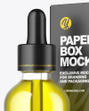 Clear Glass Dropper Oil Bottle w/ Paper Box Mockup Clear Glass Dropper Oil Bottle w/ Paper Box Mockup