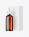 Amber Glass Dropper Bottle w/ Paper Box Mockup Amber Glass Dropper Bottle w/ Paper Box Mockup