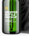 Green Glass Dropper Oil Bottle w/ Paper Box Mockup