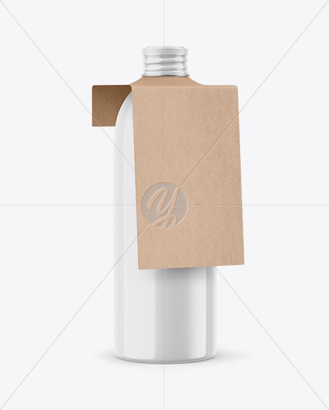 Glossy Bottle w/ Kraft Label Mockup