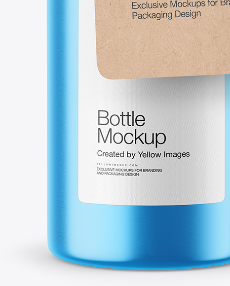 Metallic Bottle w/ Kraft Label Mockup