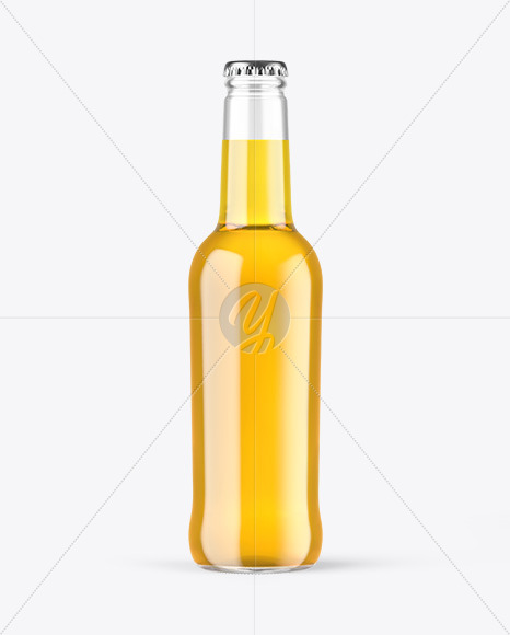 Clear Glass Lager Beer Bottle Mockup