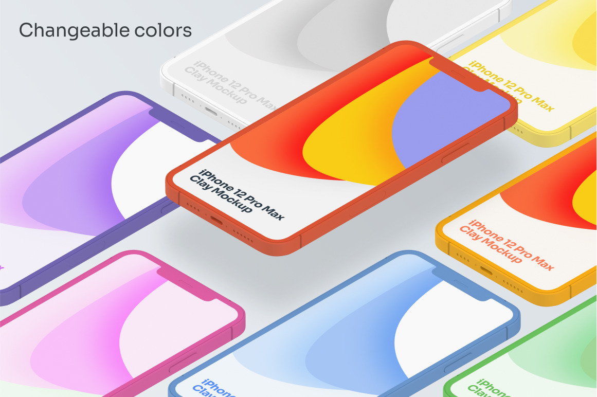 Clay iPhone 12 Pro Max Mockups Clay iPhone 12 Pro Max Mockups