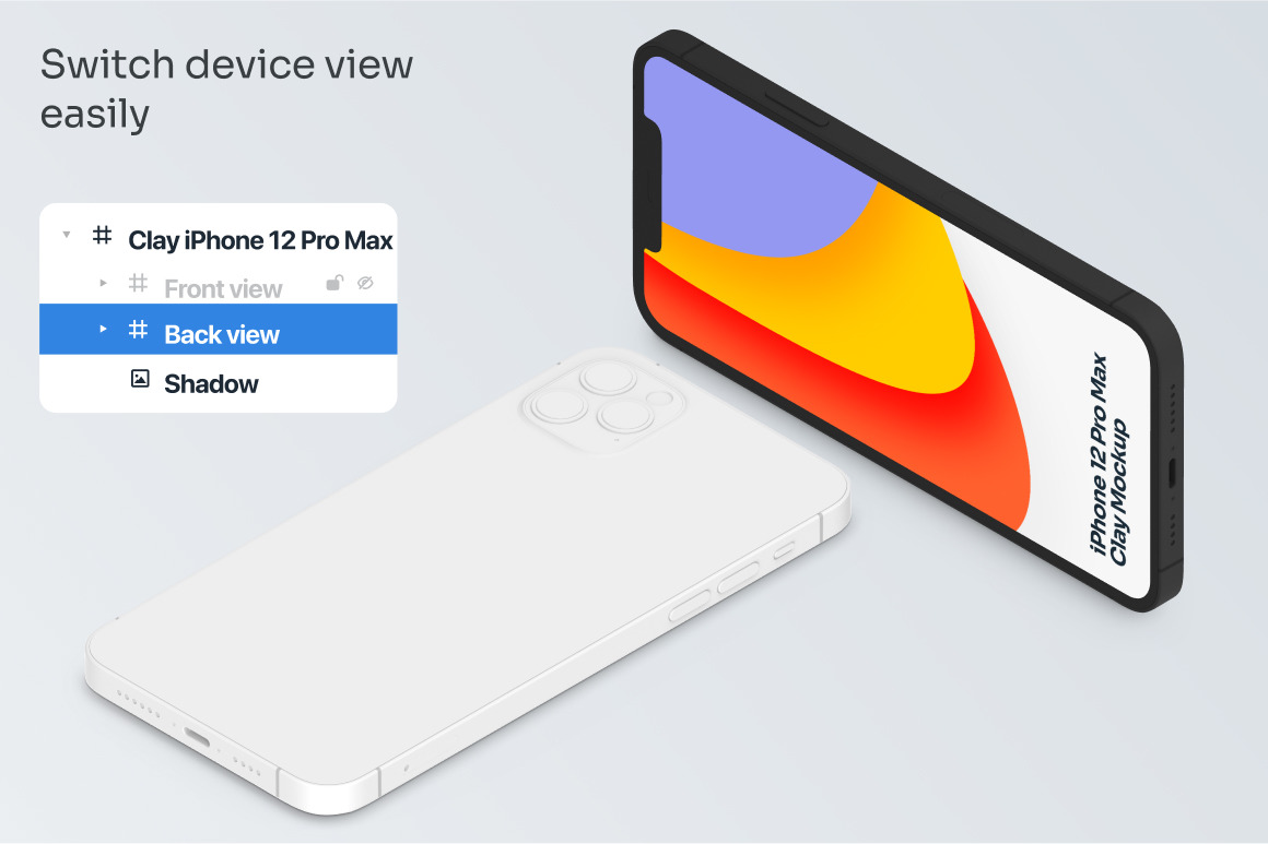 Clay iPhone 12 Pro Max Mockups Clay iPhone 12 Pro Max Mockups