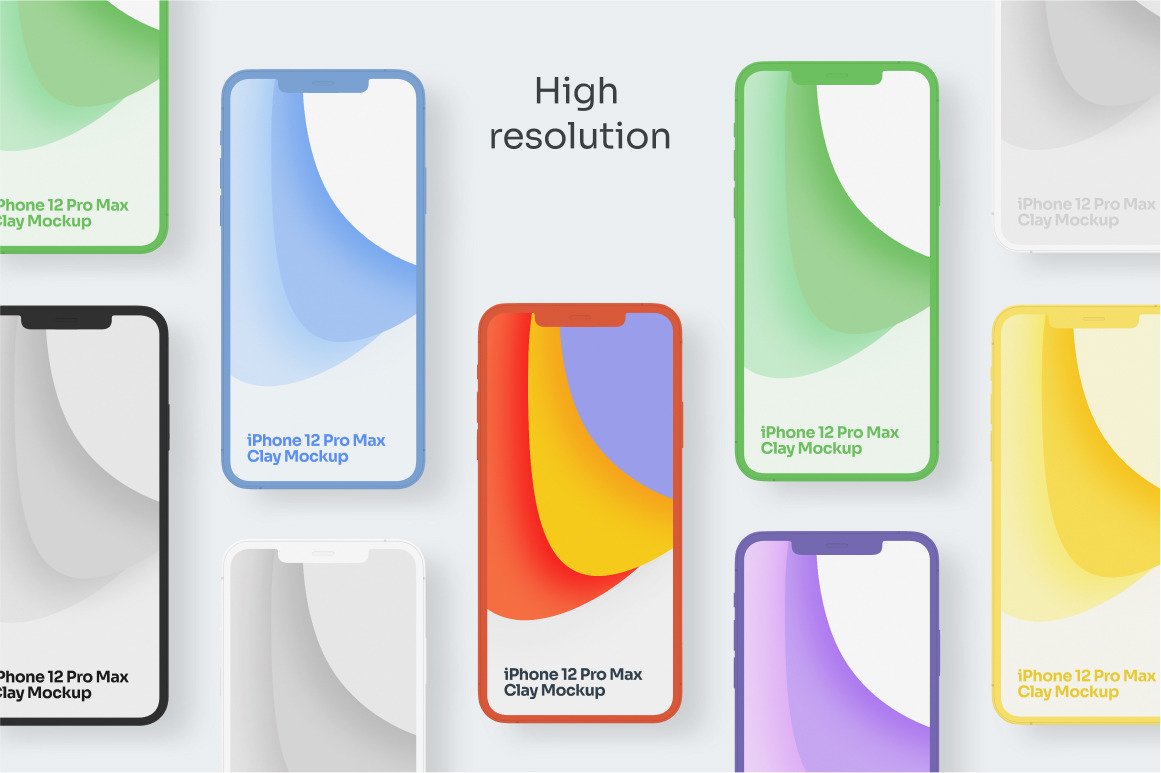 Clay iPhone 12 Pro Max Mockups Clay iPhone 12 Pro Max Mockups