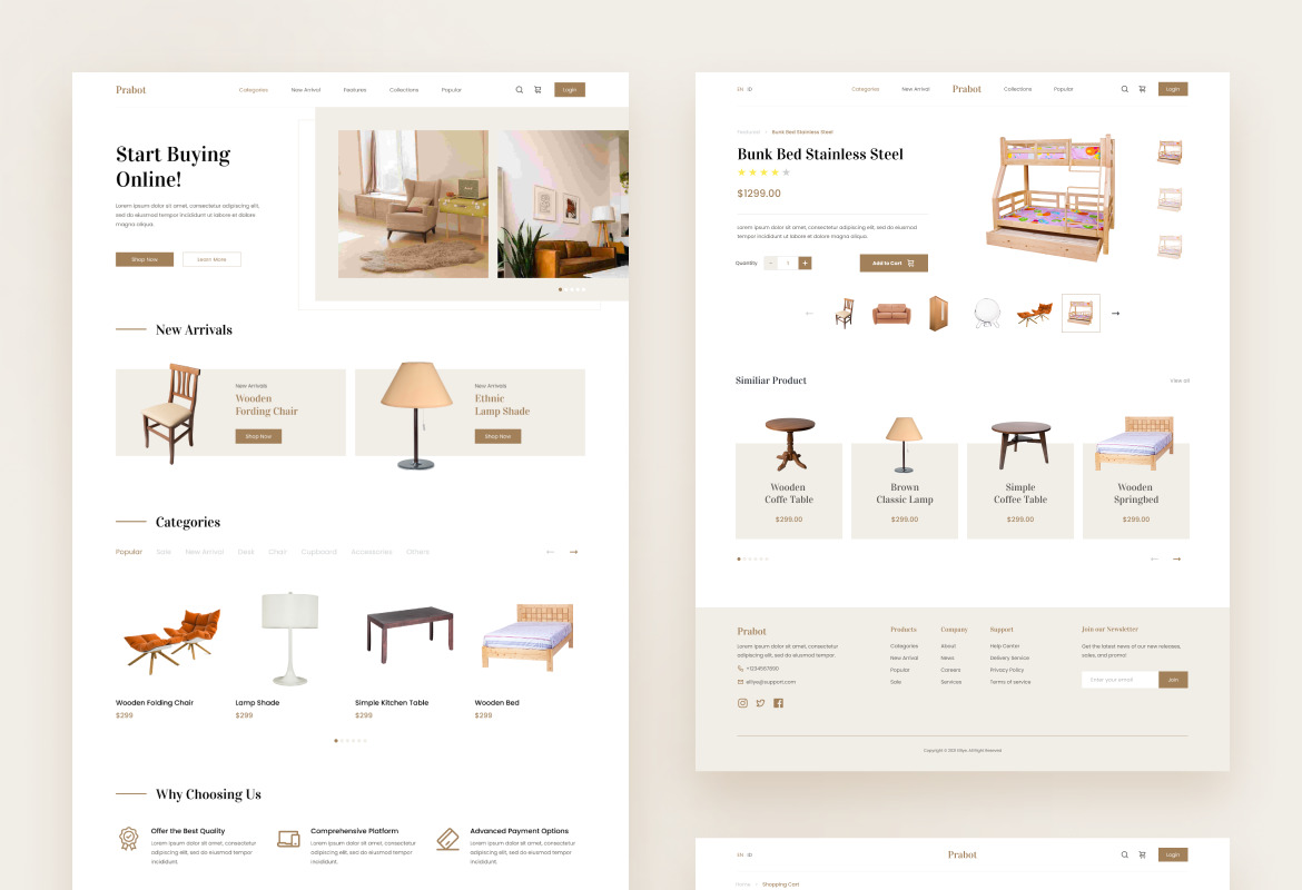 Prabot - Neat and Clean Minimalist Furniture Website Template