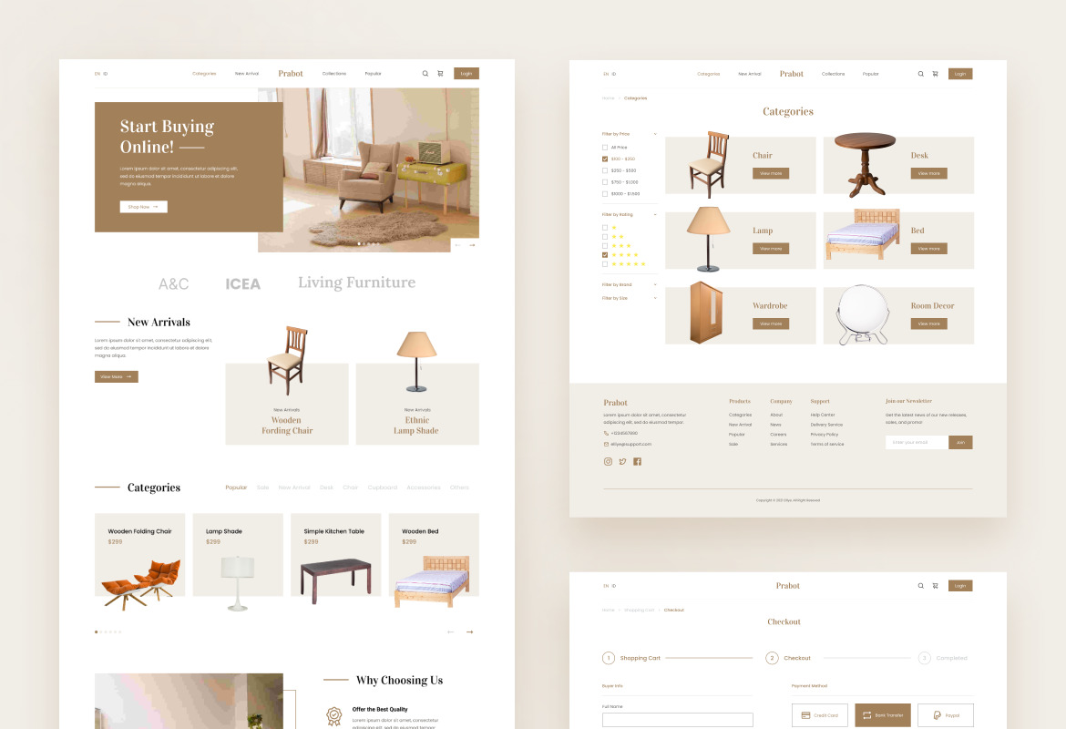 Prabot - Neat and Clean Minimalist Furniture Website Template