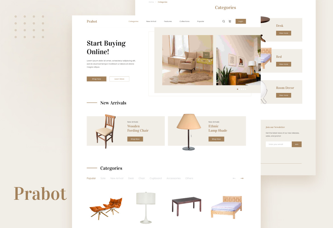 Prabot - Neat and Clean Minimalist Furniture Website Template