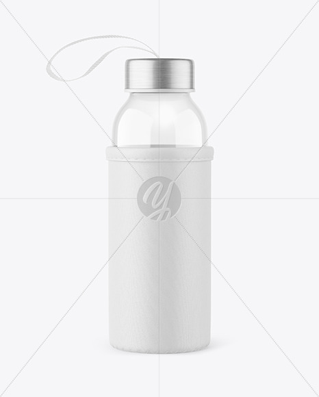 Glass Bottle with Pouch Mockup