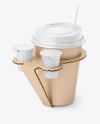 Kraft Paper Coffe Cup in Cardboard Holder Mockup