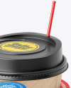 Kraft Paper Coffe Cup in Cardboard Holder Mockup