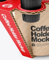 Kraft Paper Coffe Cup in Cardboard Holder Mockup