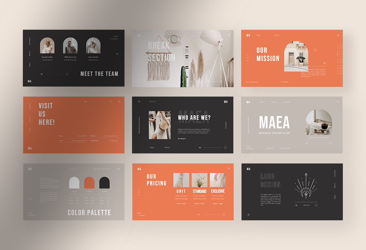 Maea - Elegant Brand Identity PPT Maea - Elegant Brand Identity PPT