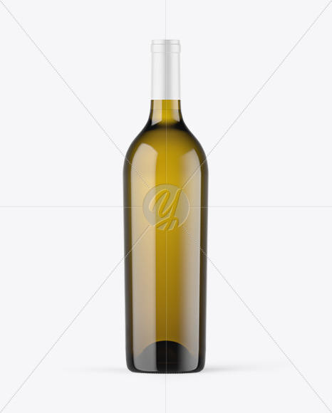 Antique Green Glass White Wine Bottle Mockup