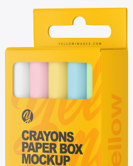 Paper Box w/ Crayons Mockup