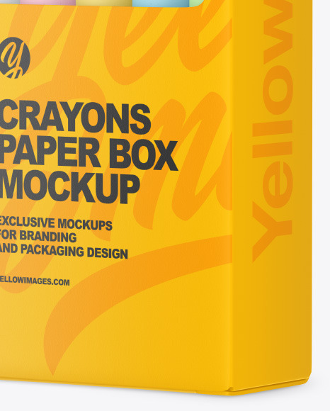 Paper Box w/ Crayons Mockup